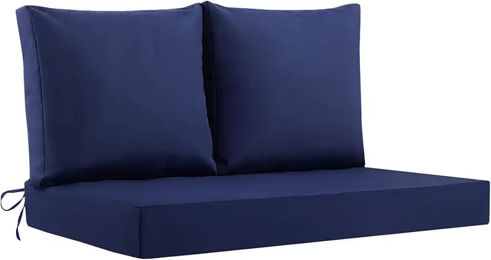 Outdoor Loveseat Cushions, 48×24×5 Inch, Waterproof, Navy Blue