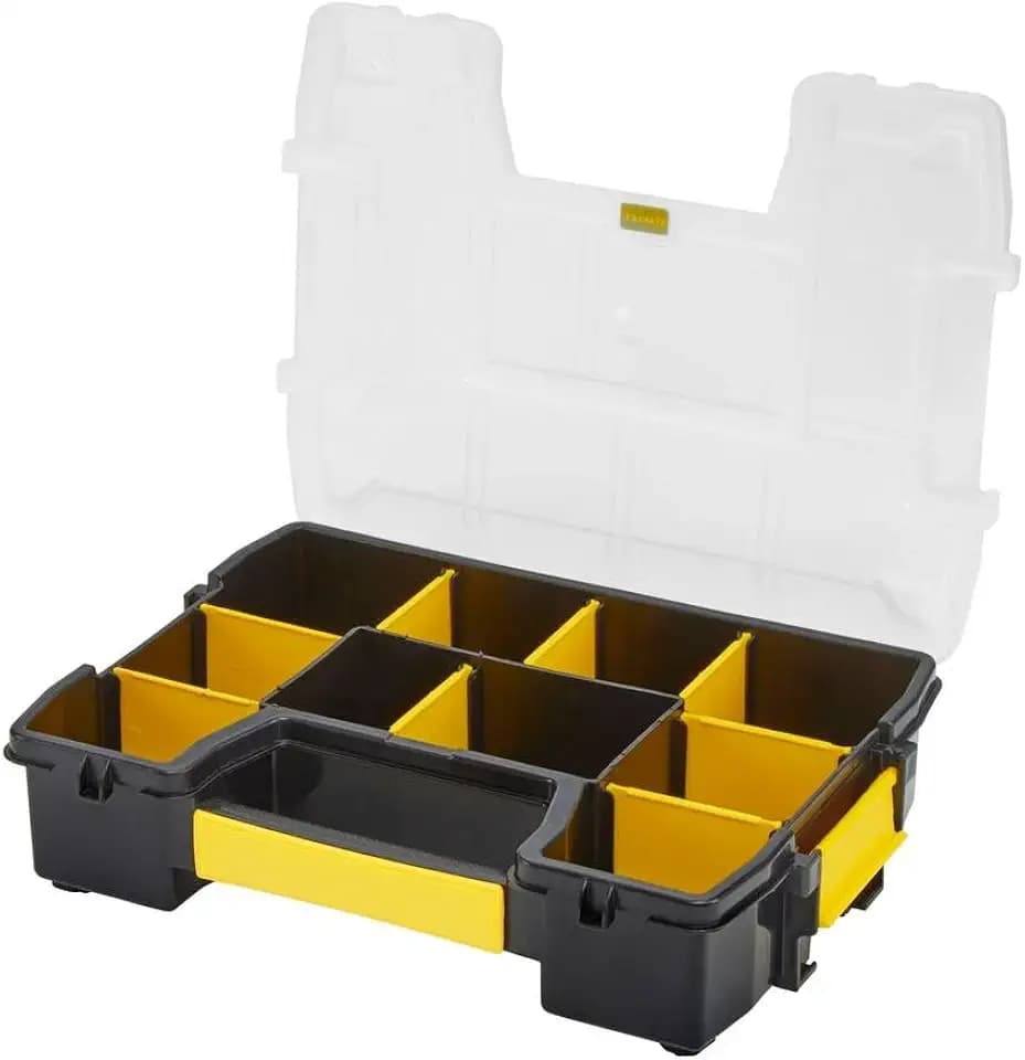 STANLEY FatMax Werkzeug-Organizer Sortmaster/Aufbewahrungsbox (29,5x6,5x21,5 cm, stapelbar mit Verriegelung, entnehmbare Einsätze, Aufbewahrung von Werkzeugen/Kleinteilen) STST1-70720