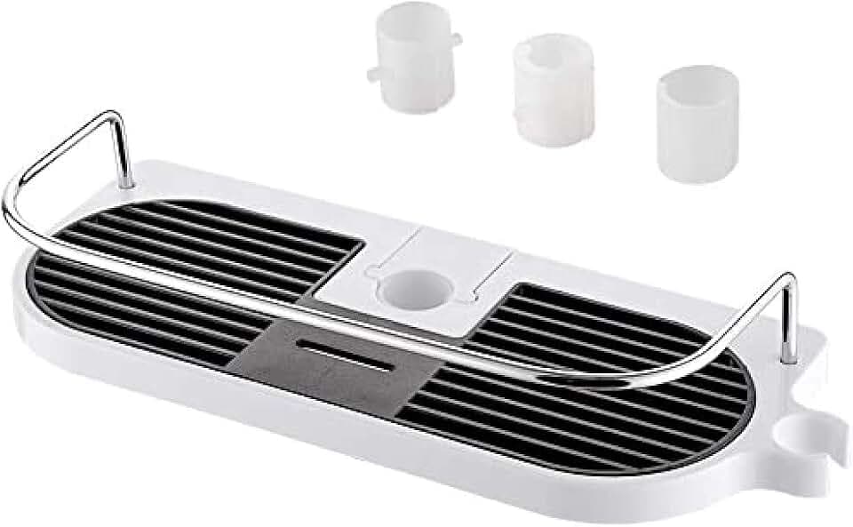 Ibergrif - Dusch Caddy, Duschablage ohne Bohren, Duschkorb für die Duschstange, Selbstklebende, silber/schwarz, M34032
