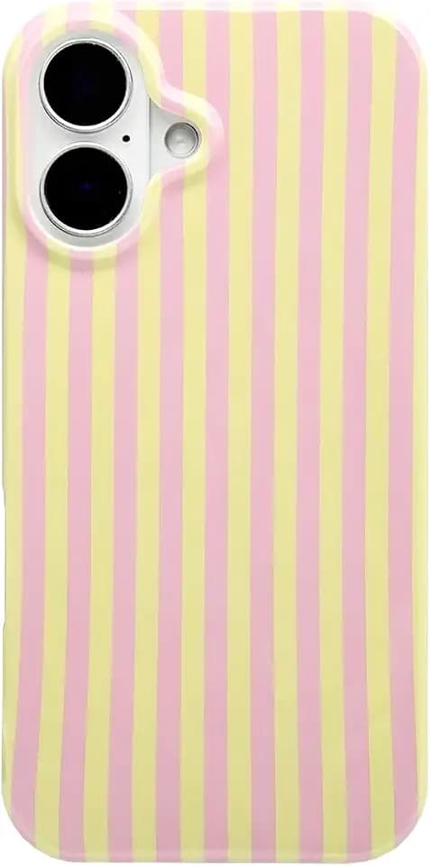 Pink and Yellow Striped Phone Case for iPhone 17