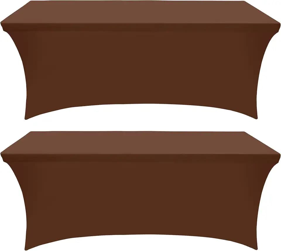 Utopia Kitchen Spandex Table Cloth 2 Pack [6FT,72Lx30Wx30H in,Light Coffee]