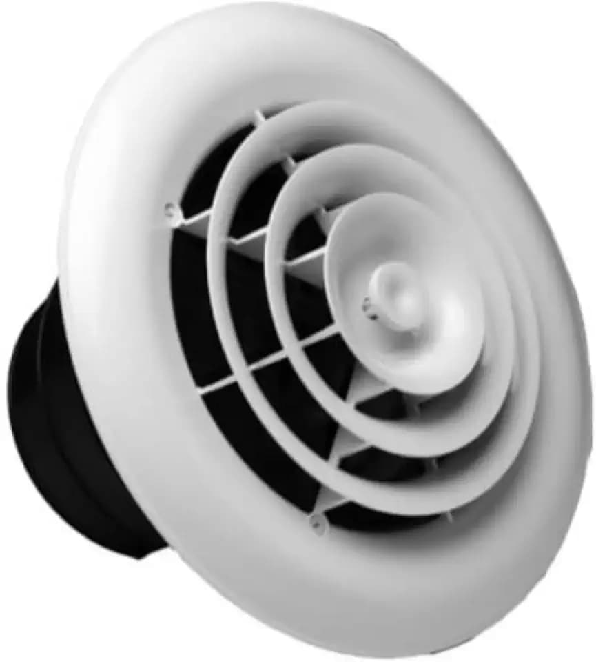 RectorSeal TRUaire Retrofit Grille/Damper 81901 Plastic Ceiling Diffuser With Incorporated Ceiling box, Easy Installation, HVAC, 6" Round, Grille/Damper/Box 4,5,6"