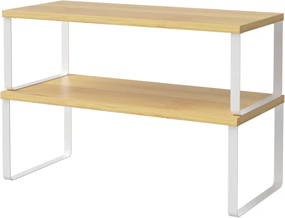 NEX Bamboo Cabinet Organizer Shelf, Kitchen Counter Shelves Set of 2