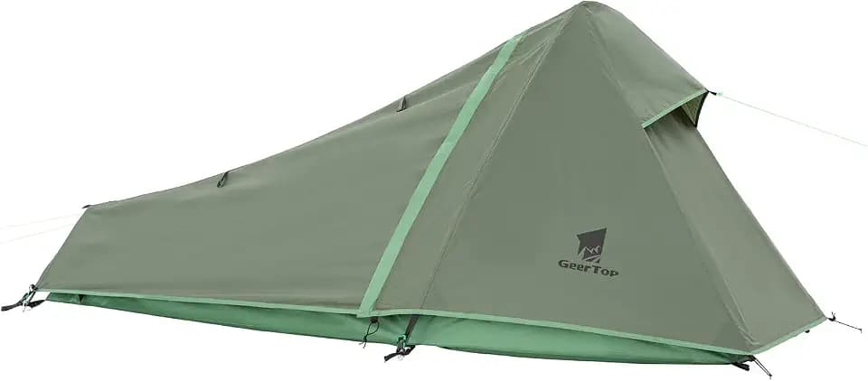 GEERTOP 1 Person Biwakzelt Biwaksack Zelt Trekkingzelt Campingzelt Minipack Leicht, 3 bis 4 Jahreszeiten für Outdoor Camping Wandern Reisen und Klettern