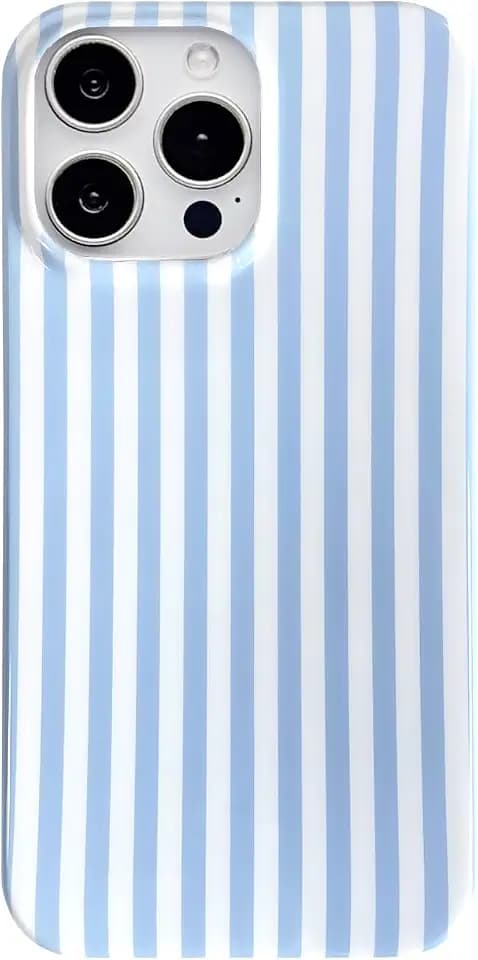Blue White Striped Vintage Phone Case for iPhone 16 Pro Max