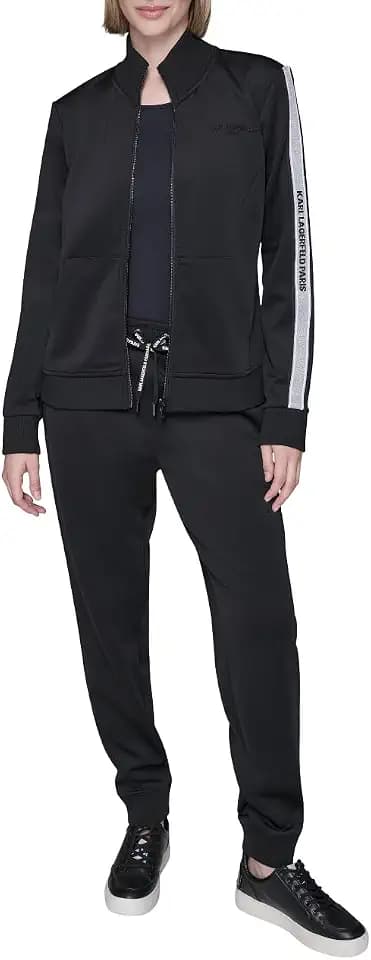 Karl Lagerfeld Women's Straight Leg Athleisure Logo Tape Scuba Jogger