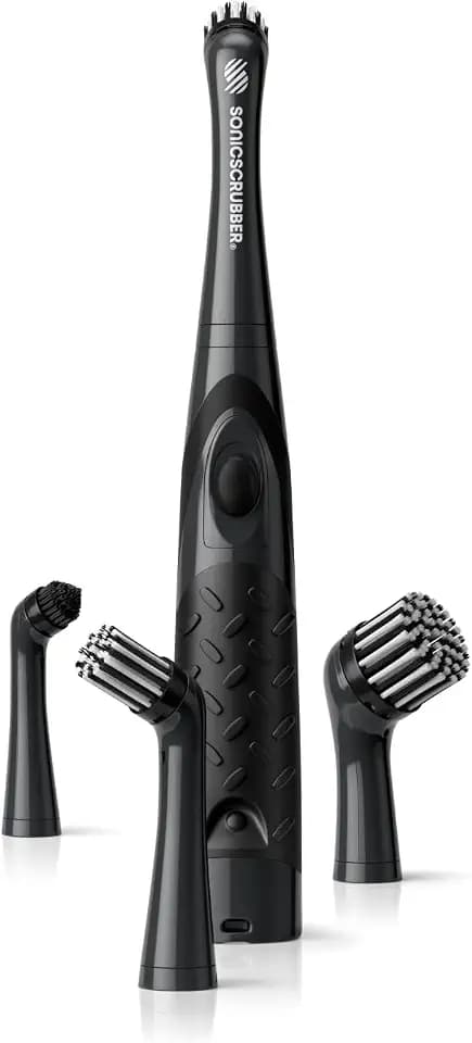 SonicScrubber Stiefelbürsten-Reinigungsset - Hochleistungsmotor - Wasserdicht - Leichtgewicht - Inklusive 4 Bürstenköpfen - Ideal für Outdoor-Schuhe - Schwarz und Blau