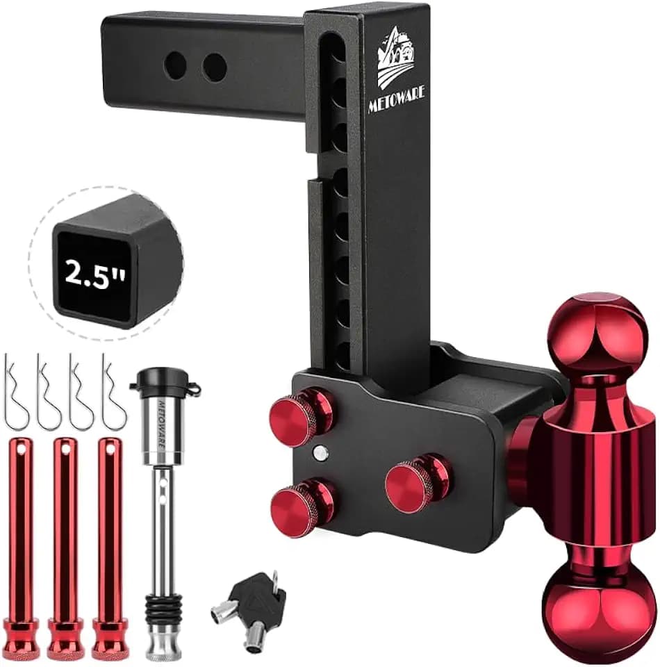 METOWARE Adjustable Trailer Hitch for 2.5" Receiver, 8" Drop/Rise