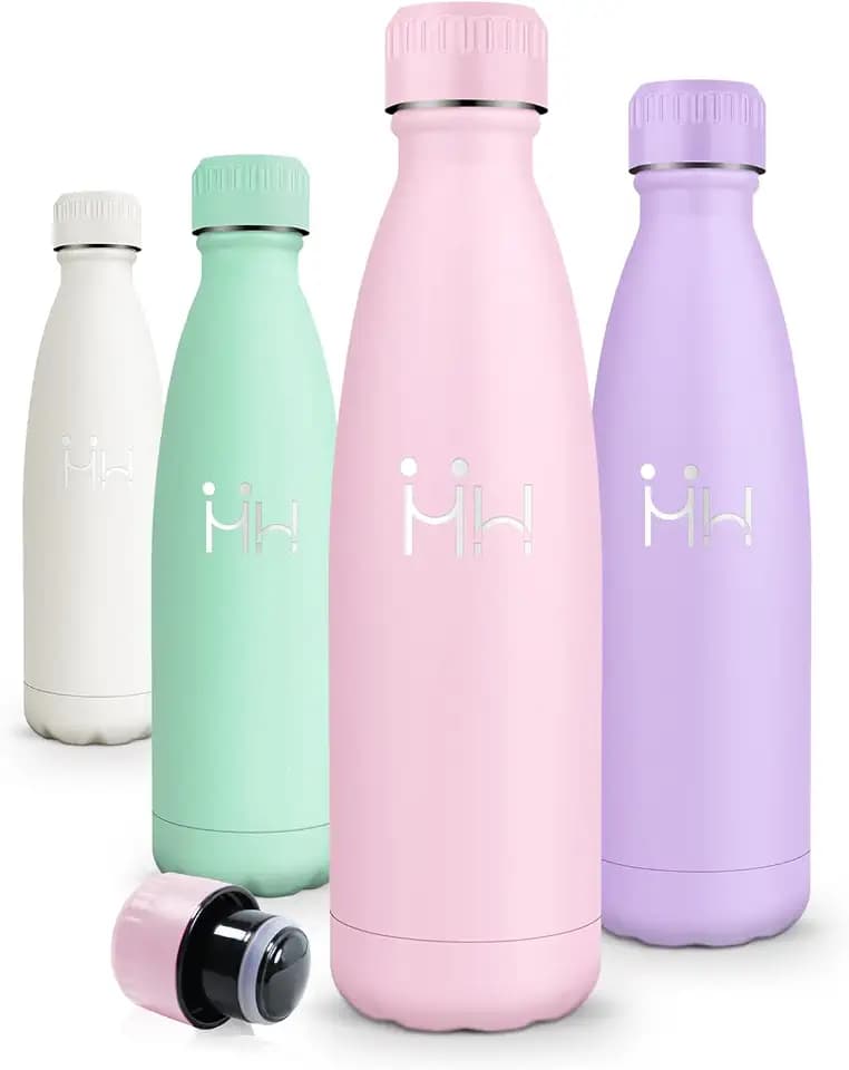 Motswedi Trinkflasche Kinder, 500ml Kalt&Warm, Trinkflasche Edelstahl, 304 Edelstahl, Thermosflasche, Vakuumisolierte, Wasserflasche, für Sport, Schule, Fitness, Schule, Outdoor - Rosa