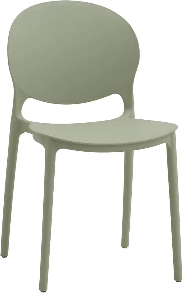 KONTE.DESIGN Set mit 4 Stühlen Santa Cruz aus Polypropylen, grün, stapelbar