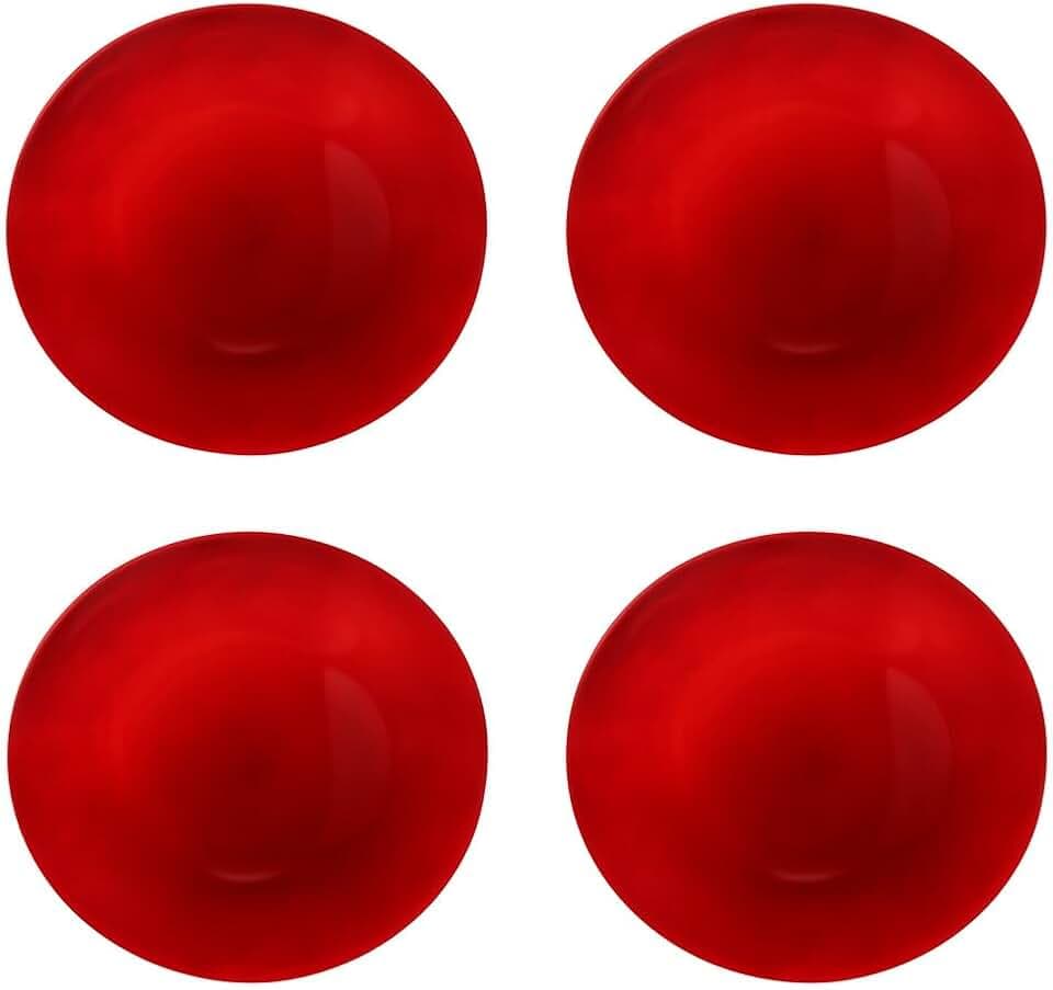 Elegante Platzteller, Gold oder Rot, glänzend, Polypropylen, 33 cm x 1,4 cm, modern, wiederverwendbar, Set mit 4 oder 6 Stück, für Weihnachten und Feste, 310 g (4, rot)