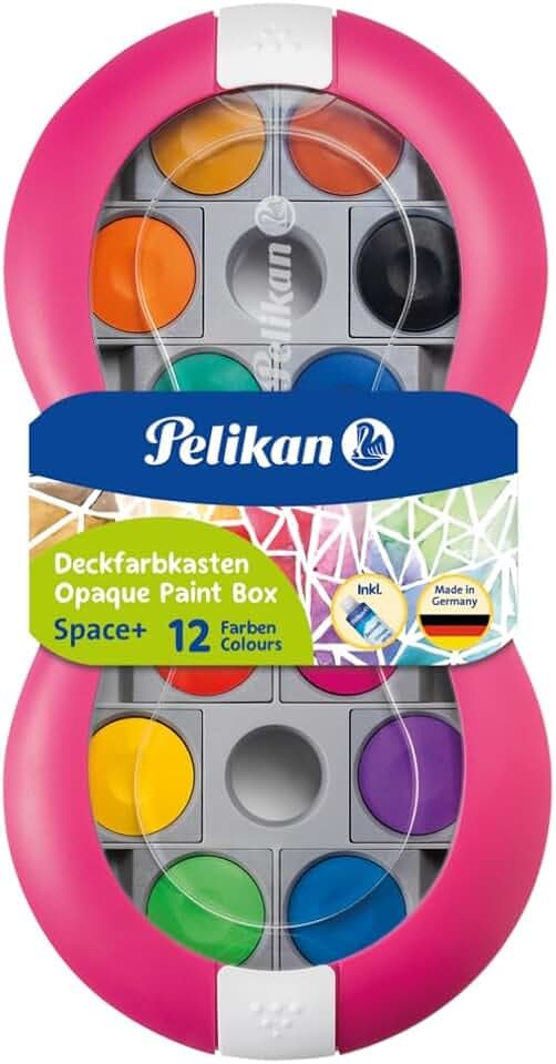 Pelikan Deckfarbkasten Space, 12 Farben + 1 Tube Deckweiß, 1 Stück, Magenta