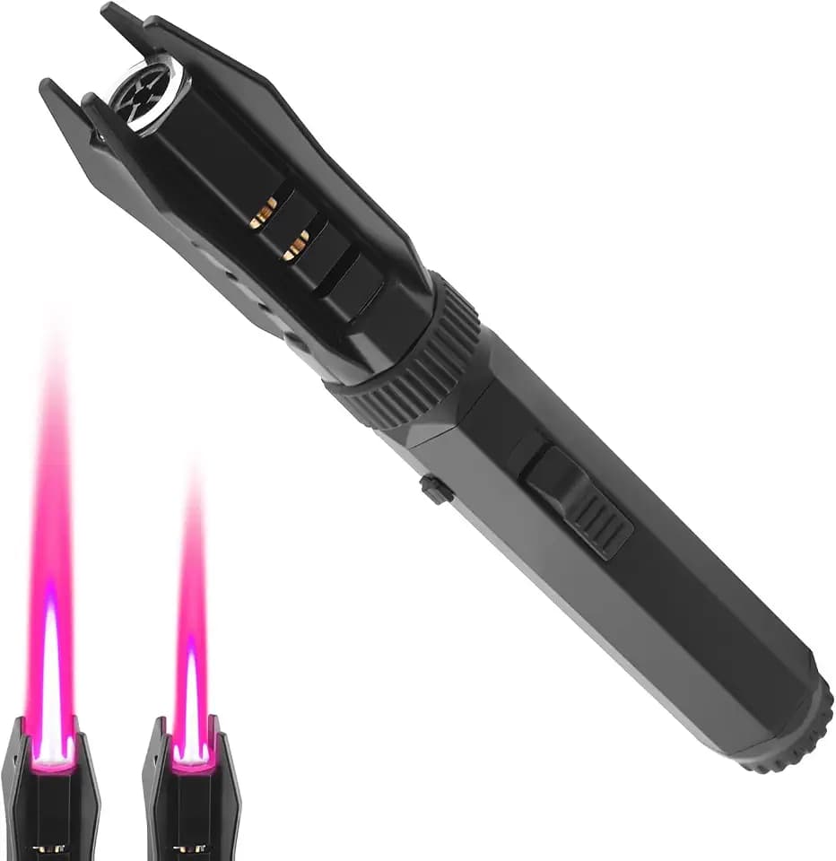 Luxe Blzae Torch Lighter, Windproof Refillable Butane Jet Flame Lighters, 360° Inverted Ignition, Safety Lock, Adjustable Straight Flame for Candles BBQ Baking, Camping, Gift(Black)