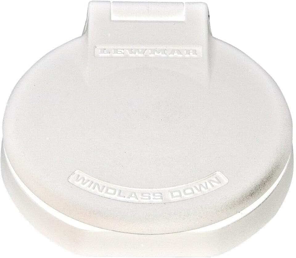 Lewmar Deck Foot Switch - Windlass Down for 12V, 24V Electric Windlass Operation, Hinged Cover Prevents Accidental Activation, Ready to Install, Single Direction Switch, White - 68000918