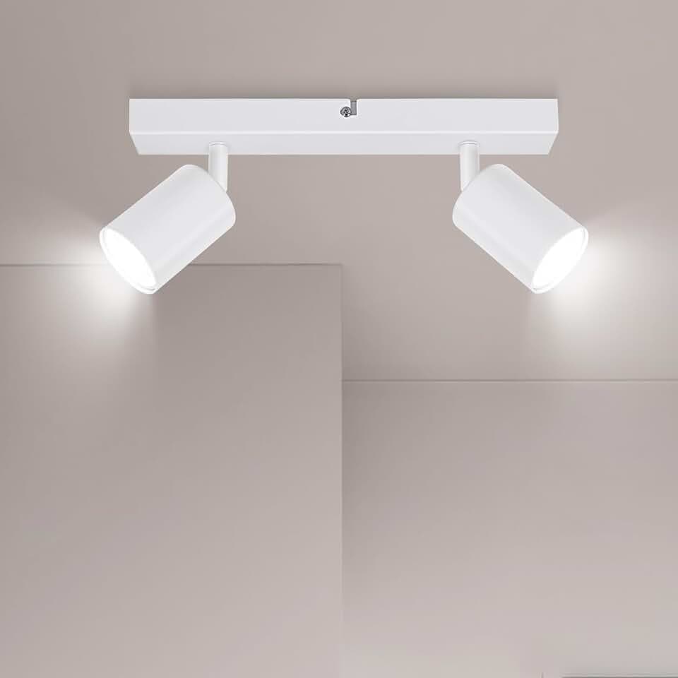 Ketom GU10 LED Deckenstrahler Weiß, Deckenlampe 2 Flammig Schwenkbar