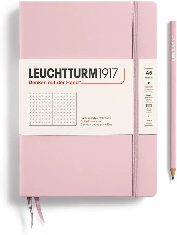 LEUCHTTURM1917 361576 Notizbuch Muted Colours (A5), Hardcover, 251 nummerierte Seiten, Puder, dotted
