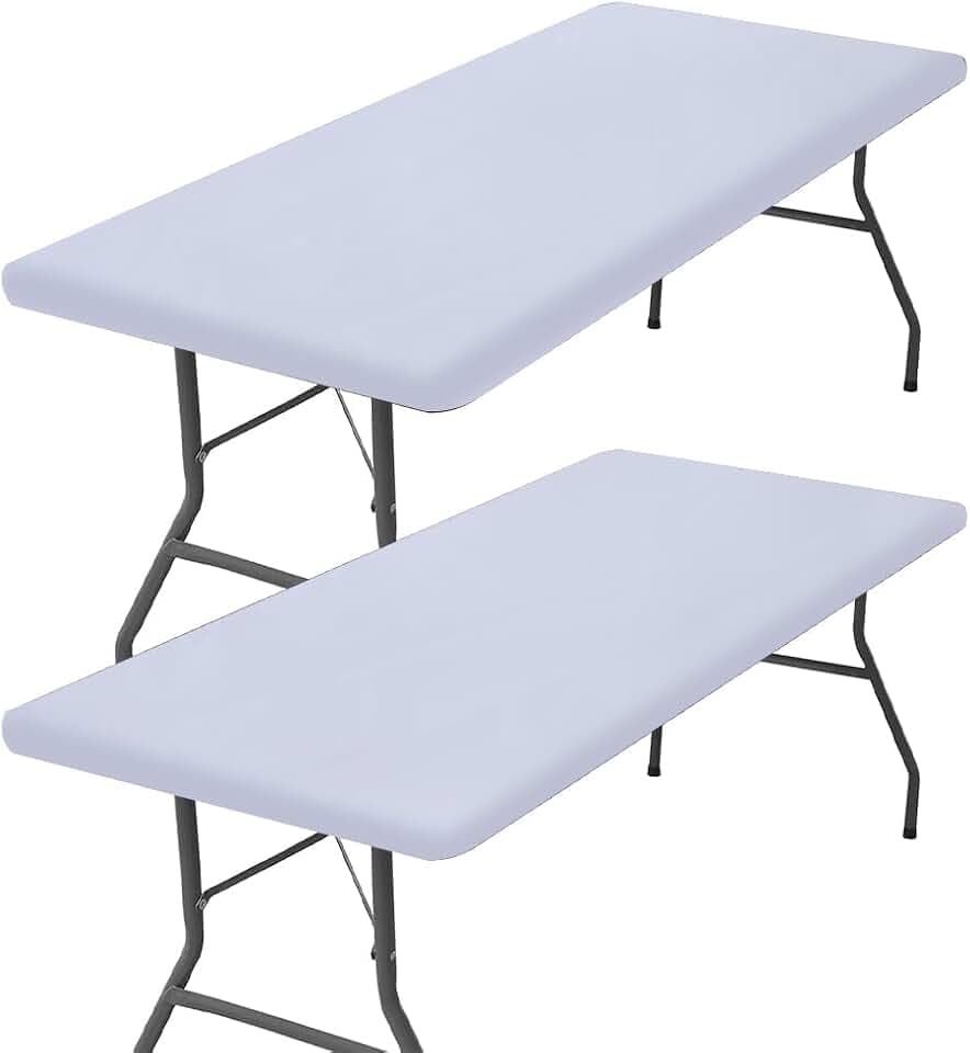 GORGECRAFT 2 Packung wasserdichte Elastische Tischdecke Aus Stoff Rechteckige Picknick Tischdecke Passend Für 6 Fuß Klapptische Waschbare Und Abwischbare Tischdecken Für Camping Bankette Im Freien