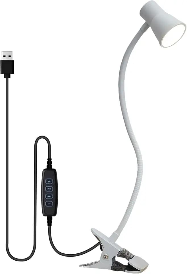 Zoombare LED Leselampe Klemmleuchte: Dimmbare Klemmlampe Bett, USB Schwanenhals Lampe mit 3 Farbtemperaturmodi, LED Klemmleuchte Nachttisch, für Schlafzimmer und Nachttisch, Weiß