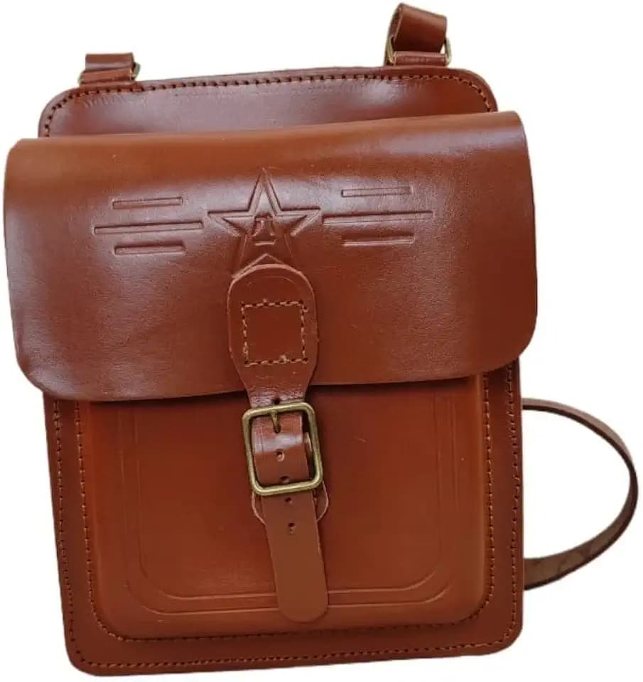 Reproduction VINTAGE CHINESE PLA GENUINE LEATHER MAP CASE MESSENGER BAG