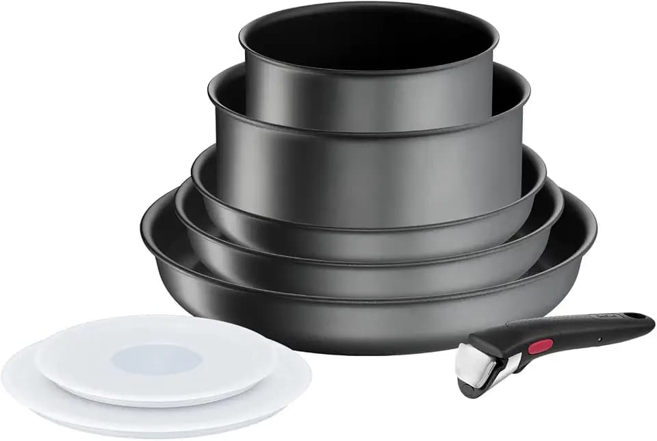 Tefal Ingenio L7619402 Kochgeschirr, 20 p, Pfannen, Töpfe, Induktion, widerstandsfähige Antihaftbeschichtung, stapelbar, spülmaschinengeeignet, Made in France, Daily Chef On