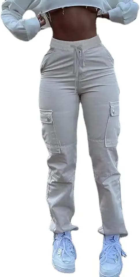 SESERAGI Cargo Pants Women Work Stretch Streetwear Pockets Drawstring Pants