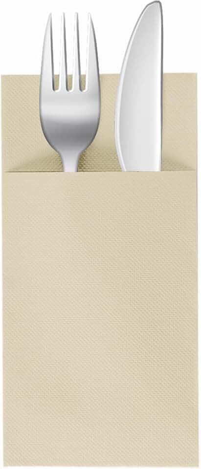 Soft Point 50 Besteckservietten, Hochwertige, Einwegserviette, 39x38 cm, Champagner