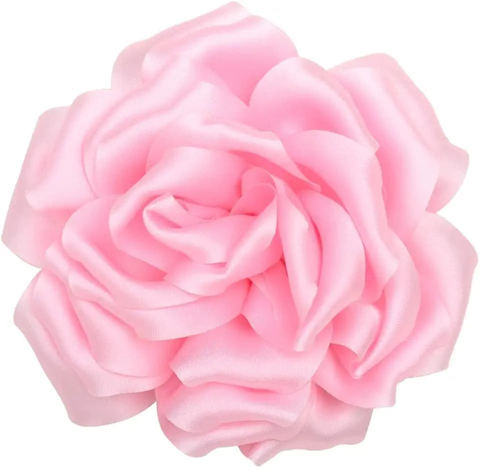 Huralona 6pcs Satin Ribbon Flowers Fabric Roses for Crafts Bow Wedding Dec