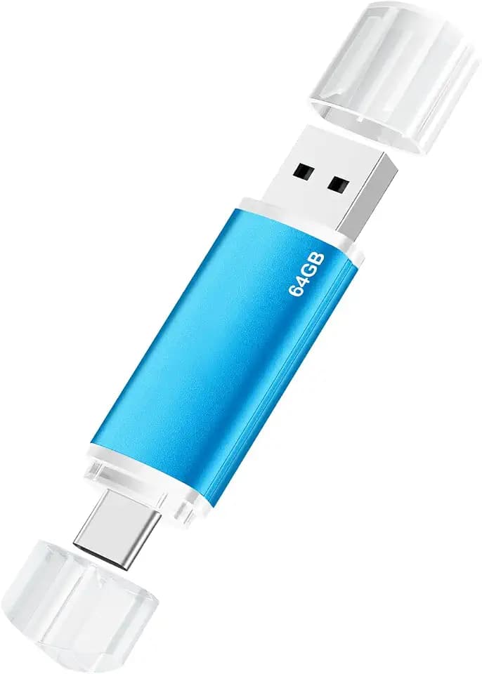 USB C Stick 64GB 2.0, OTG USB Stick für Type C Smartphones, Laptops, Tablets, PC, Auto - Blau