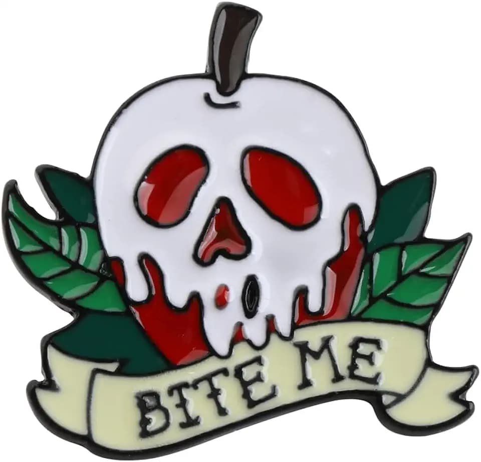 LQRI Halloween Bite Poison Enamel Lapel Pin Brooch Queen Evil Movie Fans Gifts Princess Charm Jewelry
