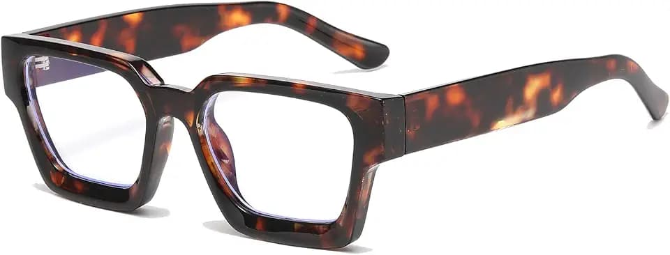 LJCZKA Square Blue Light Blocking Glasses for Women Men Thick Frame Computer Gaming Eyeglasses Anti Eyestrain Glasses