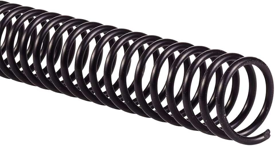 GBC Binding Spines/Spirals/Coils, 16mm, 125 Sheet Capacity, 4:1 Pitch, Color Coil, Black, 100 Pack (9665070)