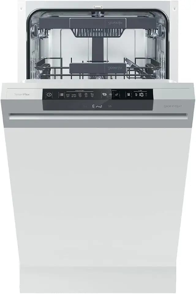 Gorenje GI 561D 10 S Integrierbarer Geschirrspüler / 45cm / 5 Programme/ Vollständiger Überlaufschutz / 11 Maßgedecke / Automatische Türöffnung / Multifunktionaler Unterkorb, Einbau, Edelstahl, Silber