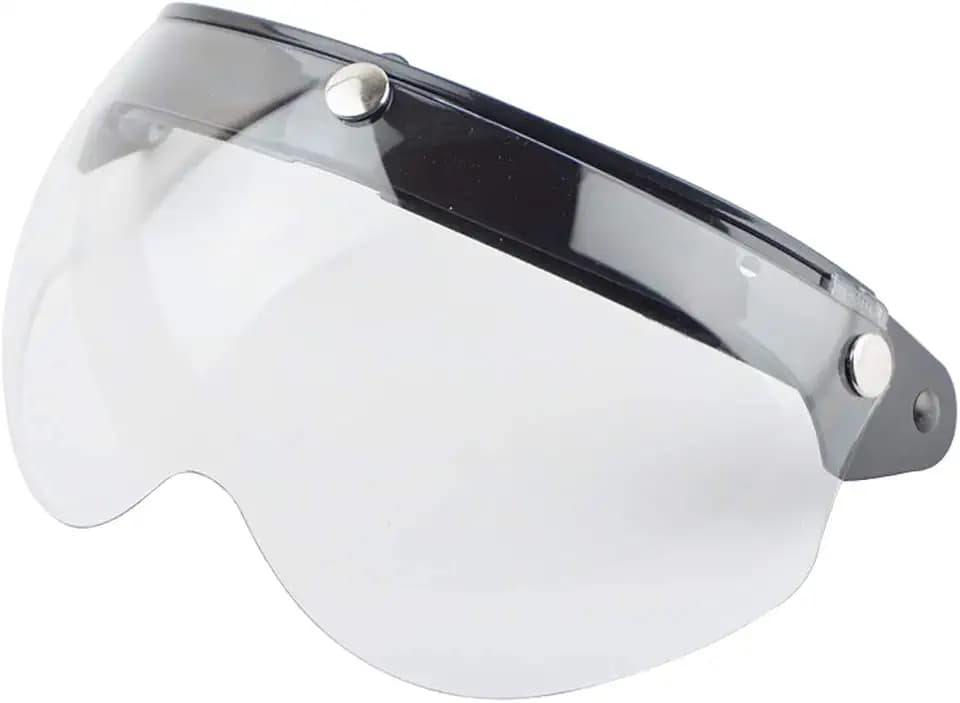 3 Snap Retro Helmet Visor Windproof Sun Half Face Motorcycle Helmets Visor for Motorcycle PC Lens 1 Pcs (Transparent)