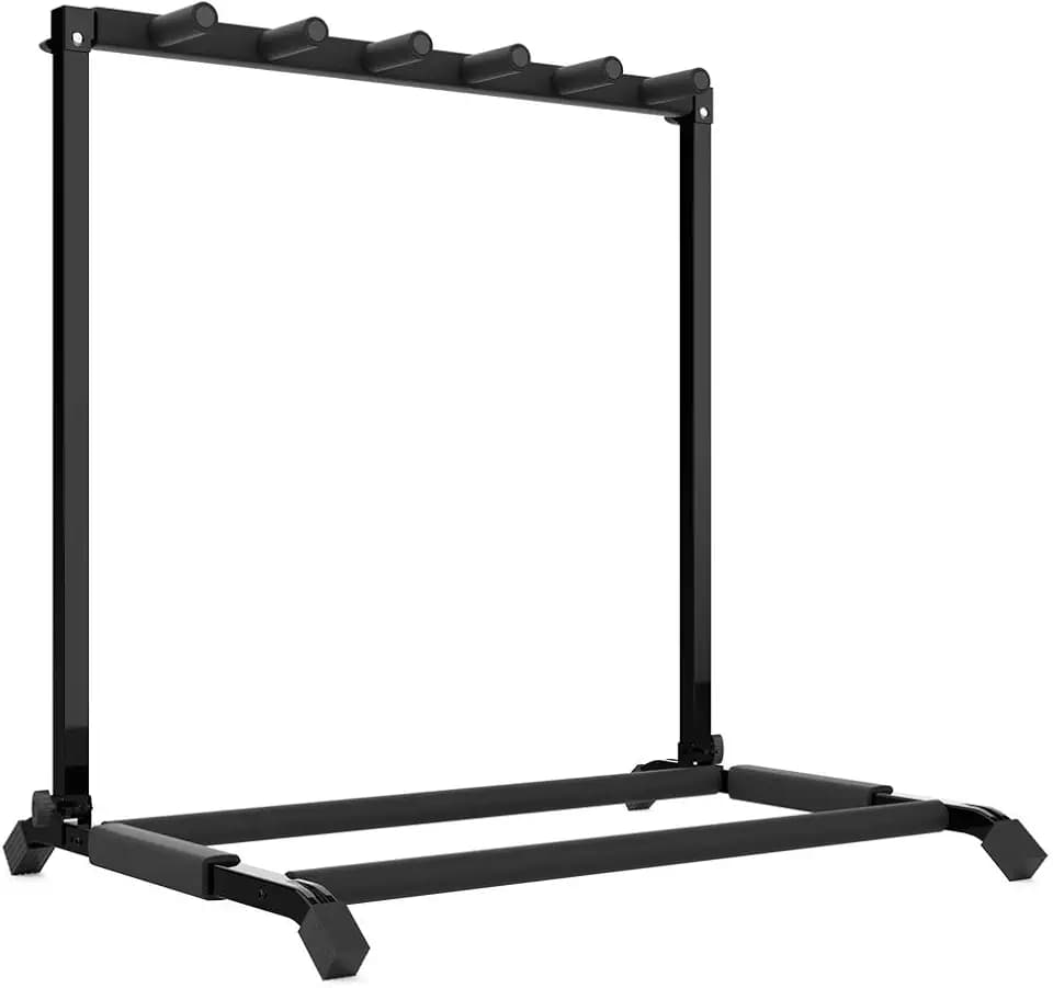 Audibax | Multi-Stand 5 Floor Gitarrenständer für 5 Gitarren | Klappboden Gitarrenständer | Gepolsterte Stützen | Gitarren- und Bassständer | Farbe: Schwarz | Maße: 61 cm x 54 cm x 67 cm