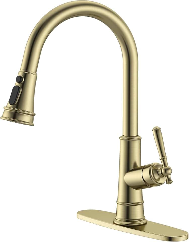 APPASO Antique Gold Kitchen Faucet with Pull Down Sprayer