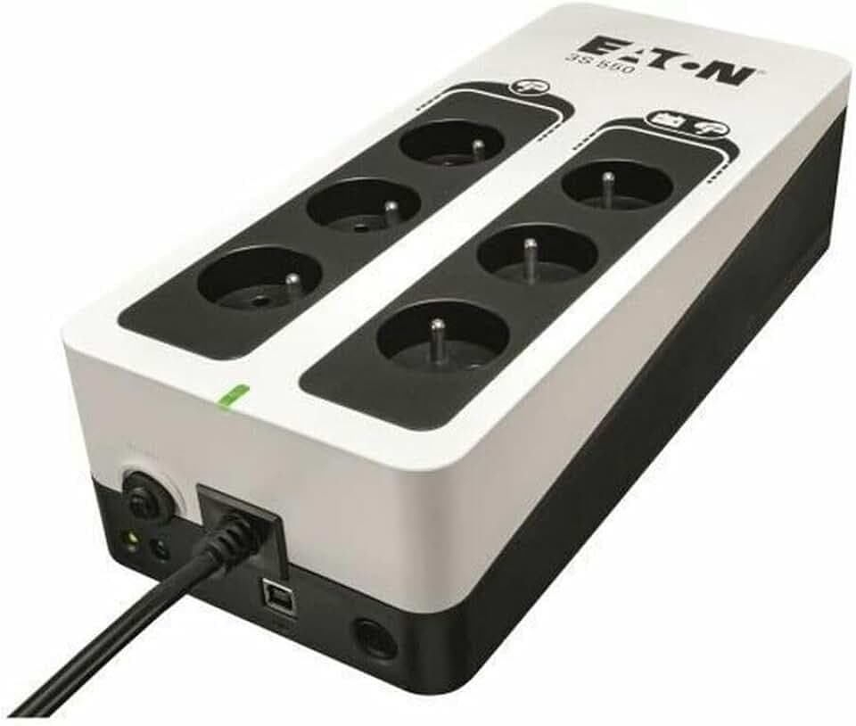 Eaton 3S 550 FR USV – 550VA Offline-Stromversorgung mit 6 FR-Steckdosen & USB-Anschluss (3S550F)