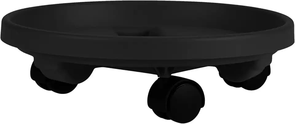 Bloem Round Planter Caddy with Wheels: 14" - Black - Durable Plastic Dolly, 360 Degree Wheel Movement, for Indoor and Outdoor Use, Gardening, 100 lb Capacity