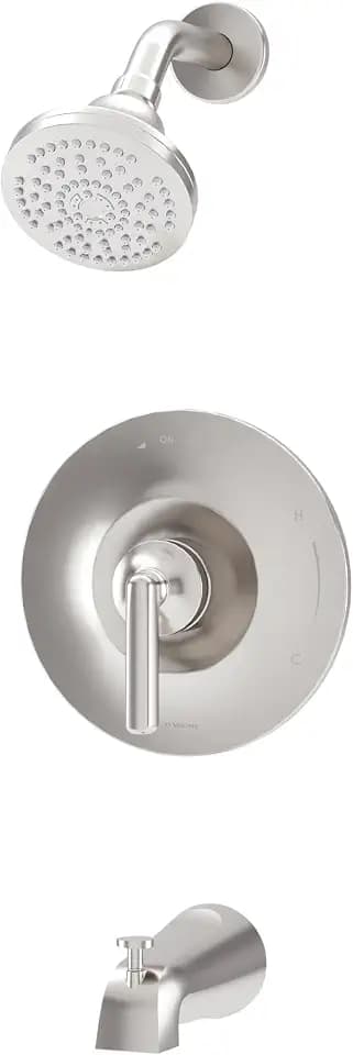 Symmons Birch Tub and Shower Trim Kit in Satin Nickel with 4 Inch Showerhead and Hand Shower Wand (Valve Not Included)