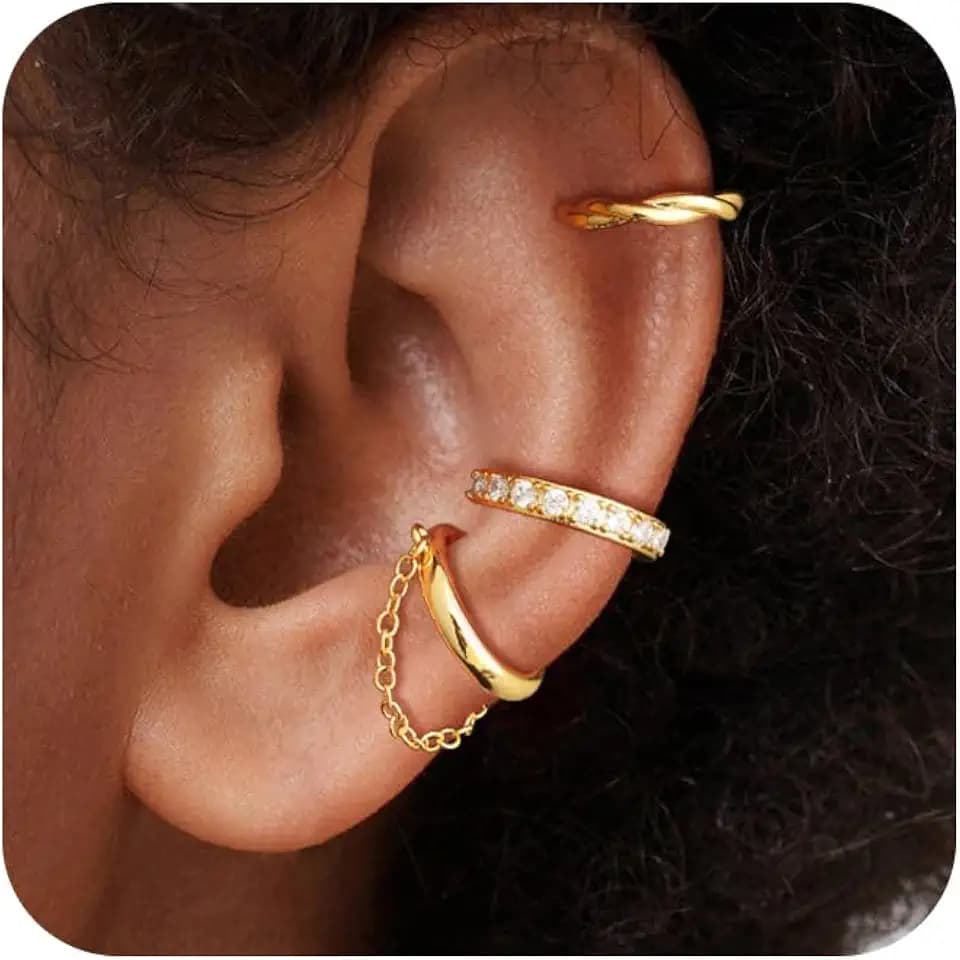 14K Gold Plated Ear Cuff Earrings for Women