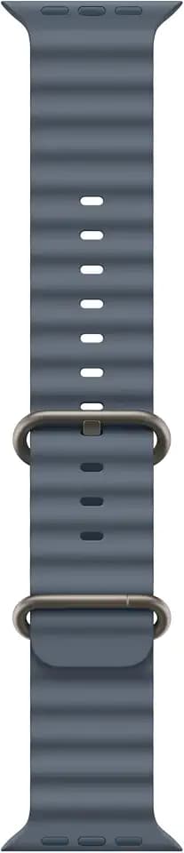 Apple Watch Band - Ocean Band - 49mm - Anchor Blue - One Size - Natural Titanium Finish