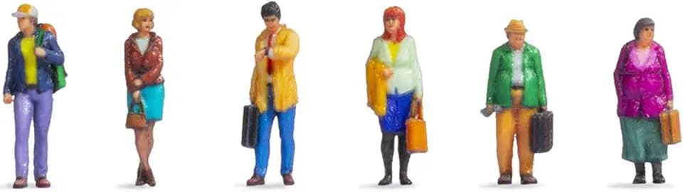 NOCH Z Figuren Reisende 3D gedruckte Modellfiguren, Farbiger Kunststoff, Z-Bahnzubehör für realistische Szenarien