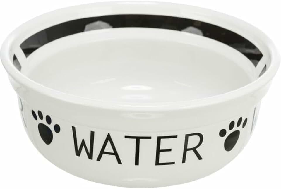 TRIXIE Napf Water, Keramik, 2,6 l/ø 25 cm, weiß/schwarz