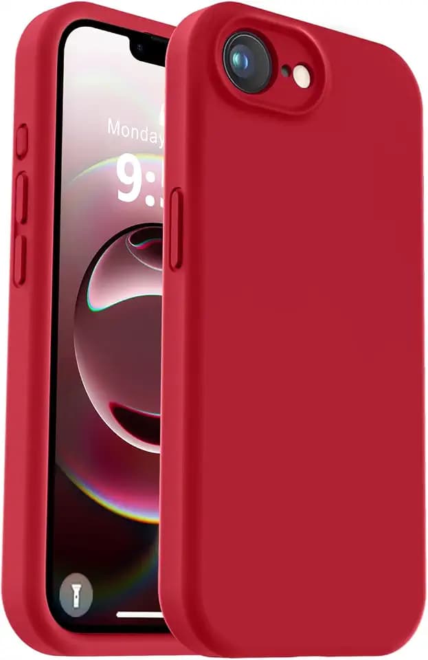 Vooii Compatible with iPhone 17e Case and for iPhone 16e Case, Liquid Silicone Upgrade [Camera Protection] [Soft Anti-Scratch Microfiber Lining] Shockproof Phone Case for iPhone 17e/16e 6.1" - Red