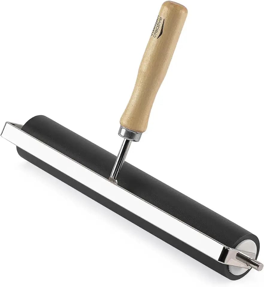 Vaessen Creative Gummi Brayer Farbroller - 21,5 cm - mit Holzgriff