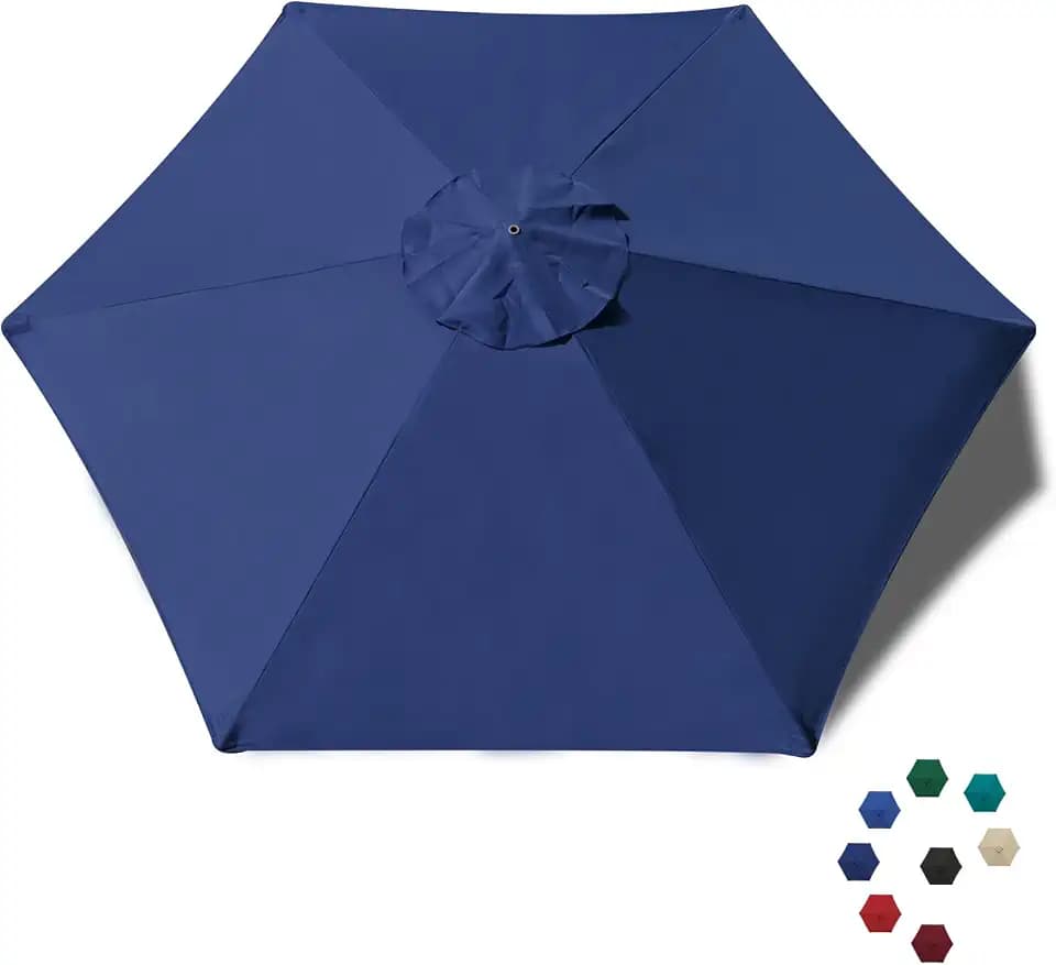 EliteShade USA 7.5FT Replacement Covers 6 Ribs Market Patio Umbrella Canopy Cover (CANOPY ONLY) (Navy Blue)