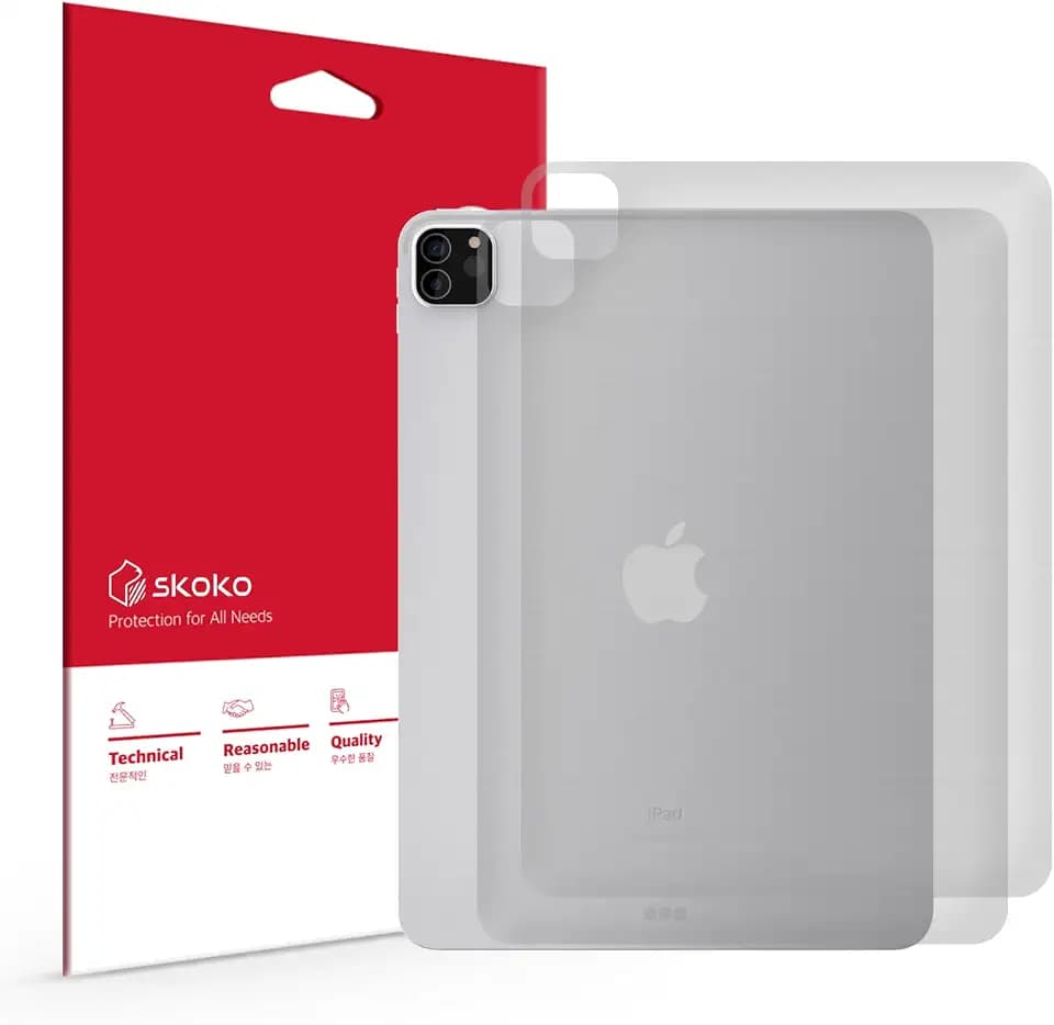 skoko 2pcs in 1set Back Body cover skin Compatible with iPad Pro 11 inch 4 3 2th Generation M1 M2 2020-2022, Similar to screen Protector TPU, Transperant matte