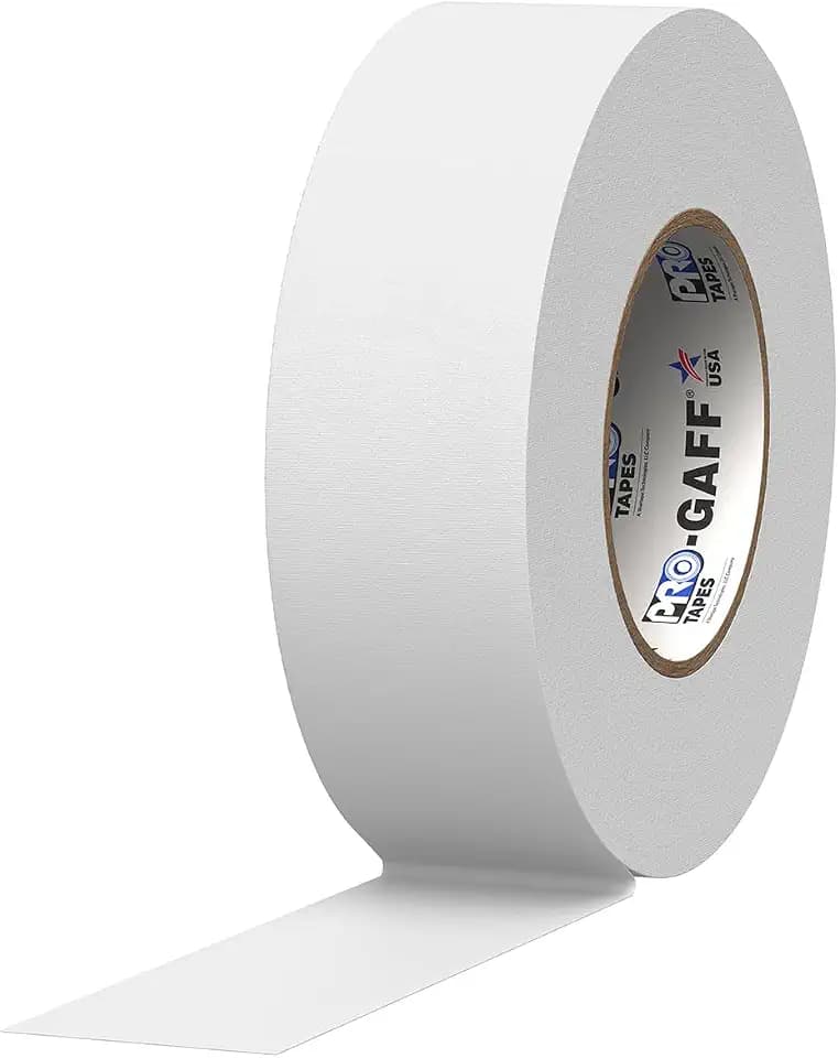 ProTapes Pro Gaff Premium Matte Cloth Gaffer's Tape With Rubber Adhesive, 11 mils Thick, 55 yds Length, 2" Width, White (Pack of 1)