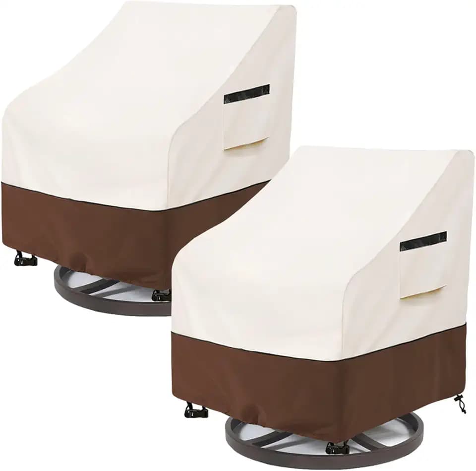 Patio Chair Covers Waterproof Patio Furniture Covers, 40W x 40D x 38H Inches Swivel Outdoor Chair Cover 2 Pack -Beige
