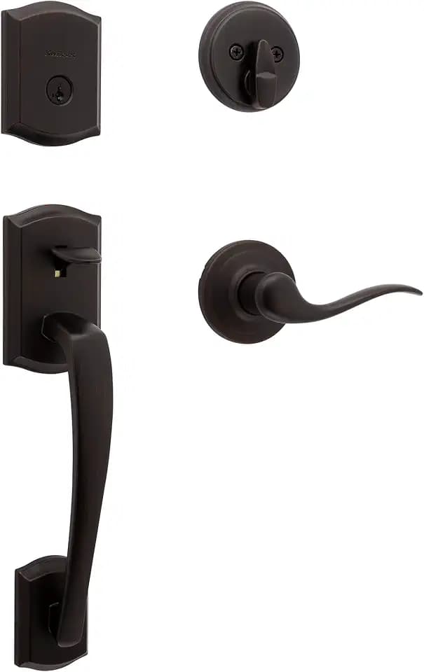 Kwikset CP818PTHTNL-11PS Clear Pack Single Cylinder Prescott Exterior Handleset with Tustin Lever Trim with SmartKey with RCAL Latch and RCS Strike Venetian Bronze Finish