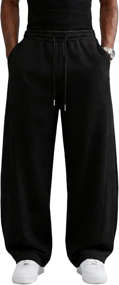 Wangdo Men's Baggy Sweatpants Wide Leg Lounge Cotton Casual Jogging Pants